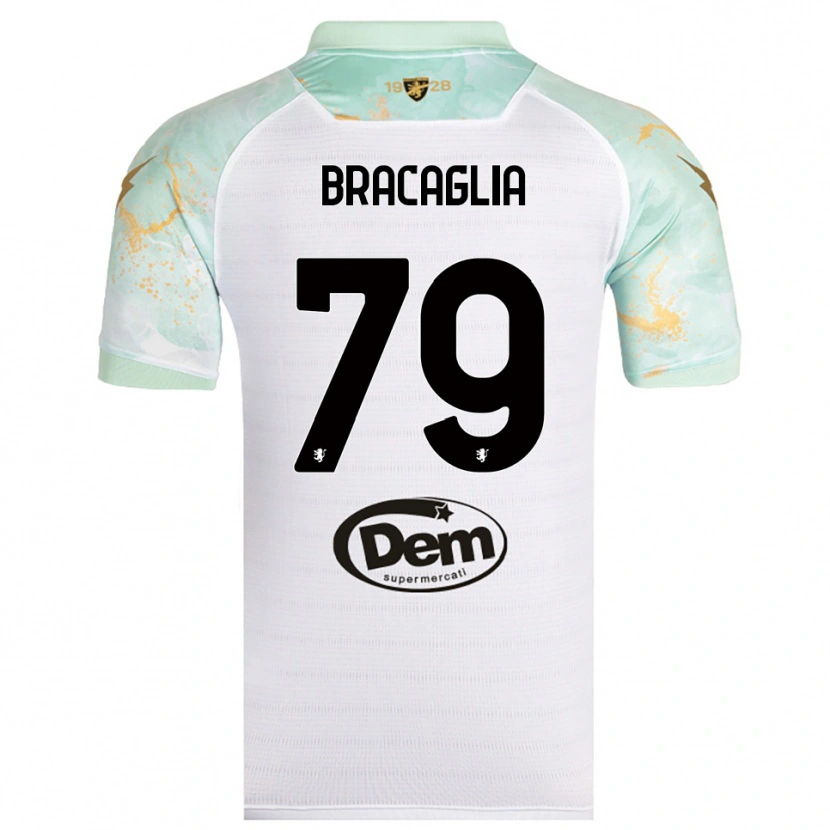 Danxen Uomo Maglia Gabriele Bracaglia #79 Bianco Nero Kit Gara Away 2025/26 Maglietta