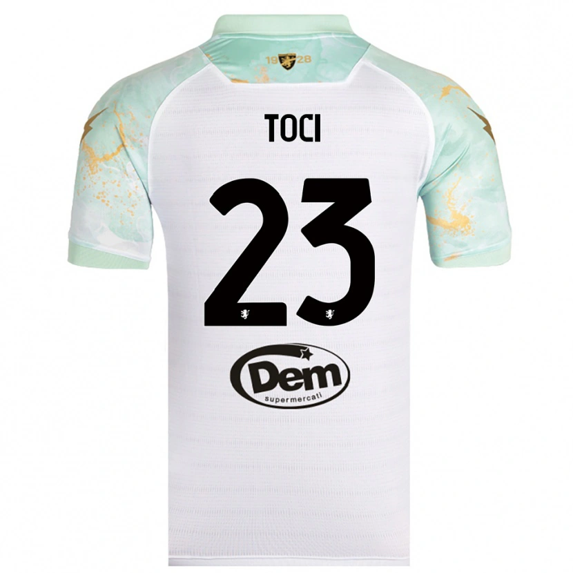 Danxen Uomo Maglia Matteo Toci #23 Bianco Nero Kit Gara Away 2025/26 Maglietta