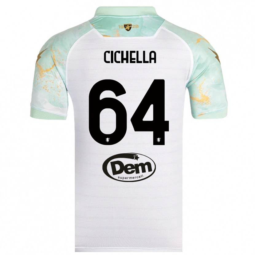 Danxen Uomo Maglia Matteo Cichella #64 Bianco Nero Kit Gara Away 2025/26 Maglietta