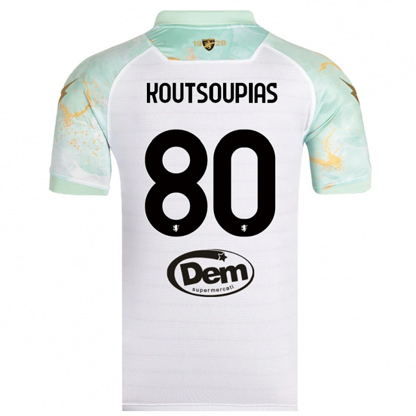 Danxen Uomo Maglia Ilias Koutsoupias #80 Bianco Nero Kit Gara Away 2025/26 Maglietta