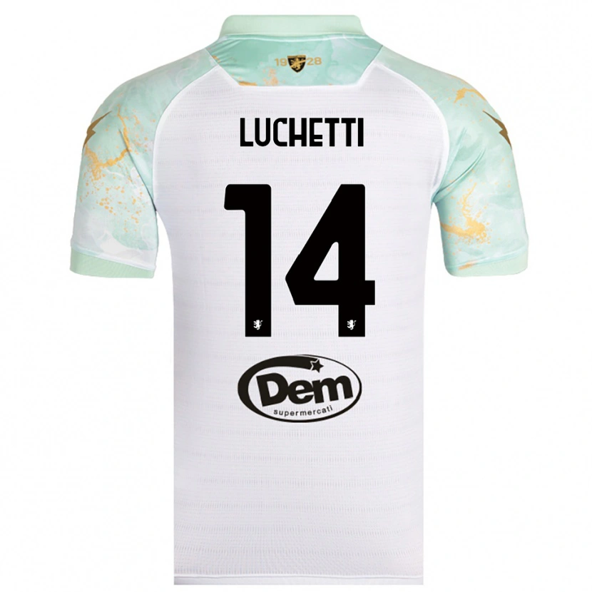 Danxen Uomo Maglia Alessandro Luchetti #14 Bianco Nero Kit Gara Away 2025/26 Maglietta