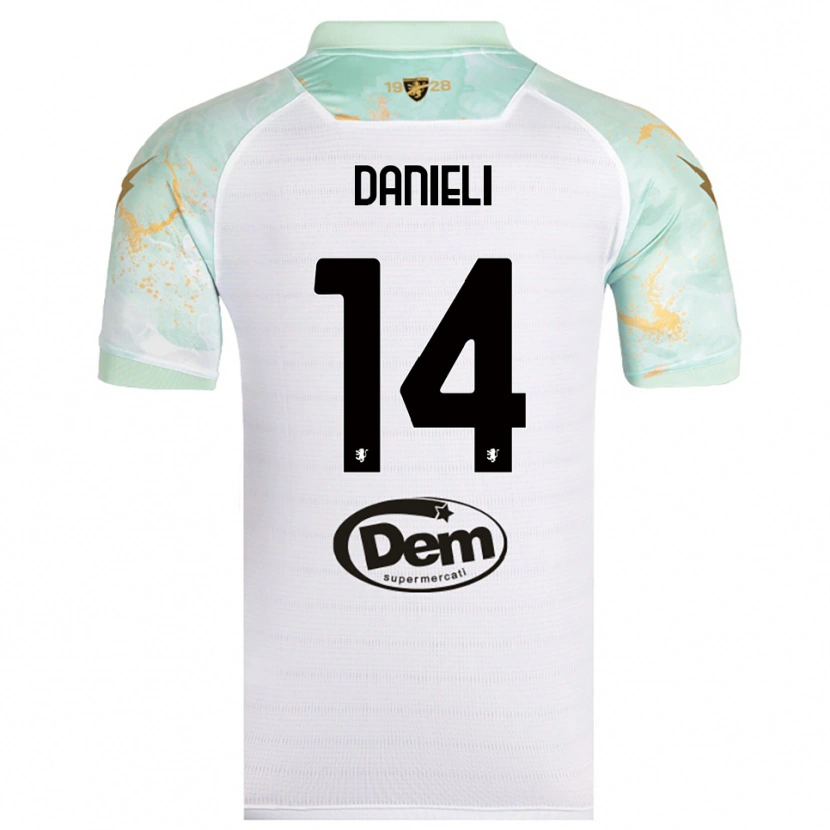 Danxen Uomo Maglia Lorenzo Danieli #14 Bianco Nero Kit Gara Away 2025/26 Maglietta
