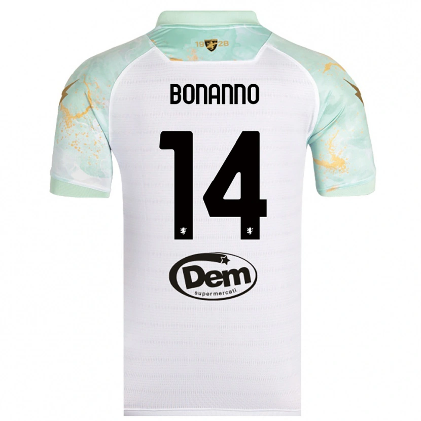 Danxen Uomo Maglia Giuseppe Bonanno #14 Bianco Nero Kit Gara Away 2025/26 Maglietta