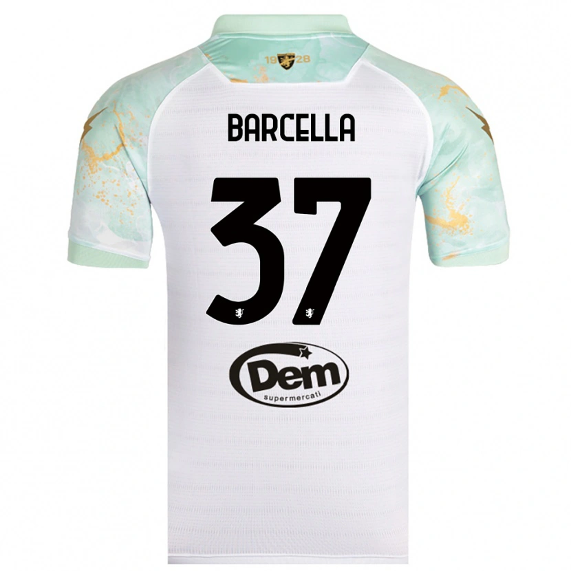 Danxen Uomo Maglia Kevin Barcella #37 Bianco Nero Kit Gara Away 2025/26 Maglietta