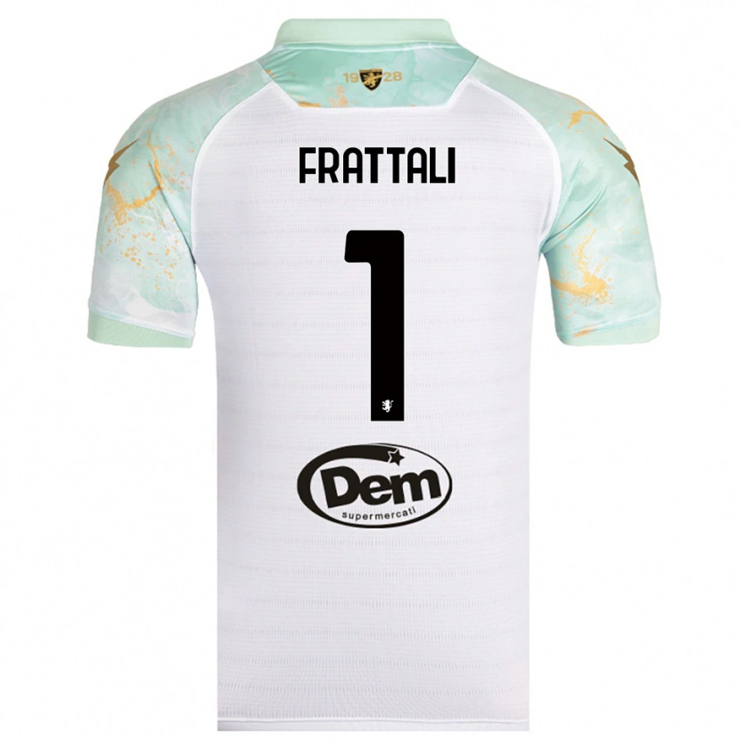 Danxen Uomo Maglia Pierluigi Frattali #1 Bianco Nero Kit Gara Away 2025/26 Maglietta