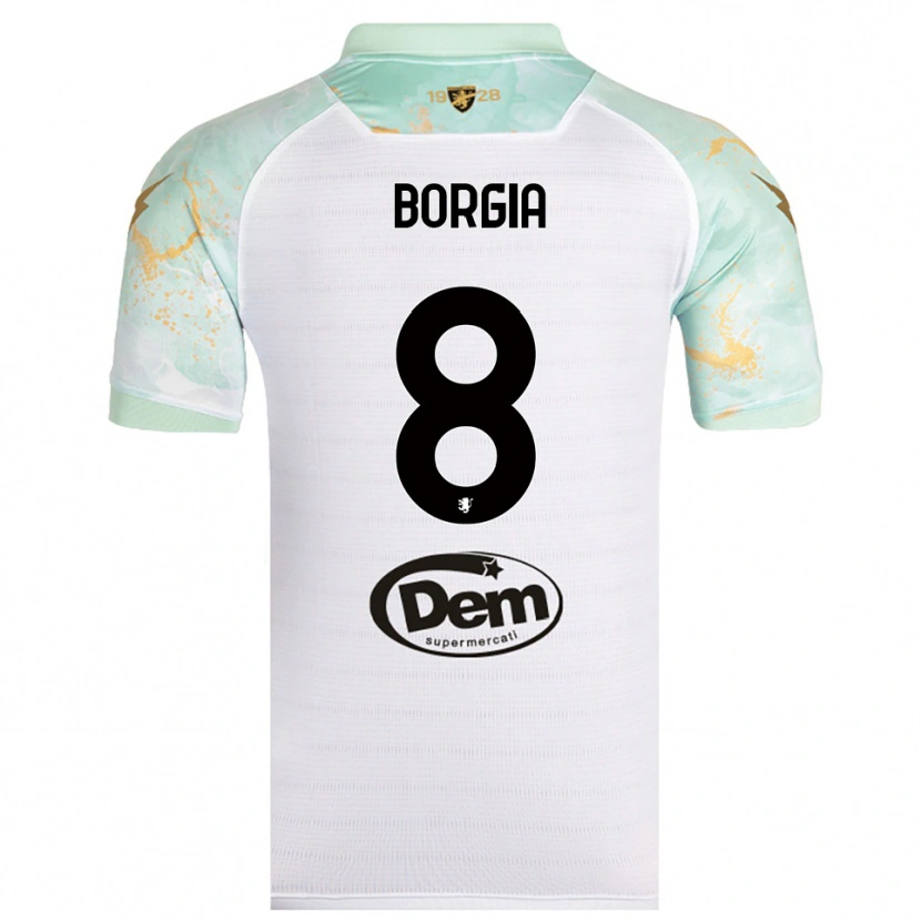 Danxen Uomo Maglia Ferdinando Borgia #8 Bianco Nero Kit Gara Away 2025/26 Maglietta