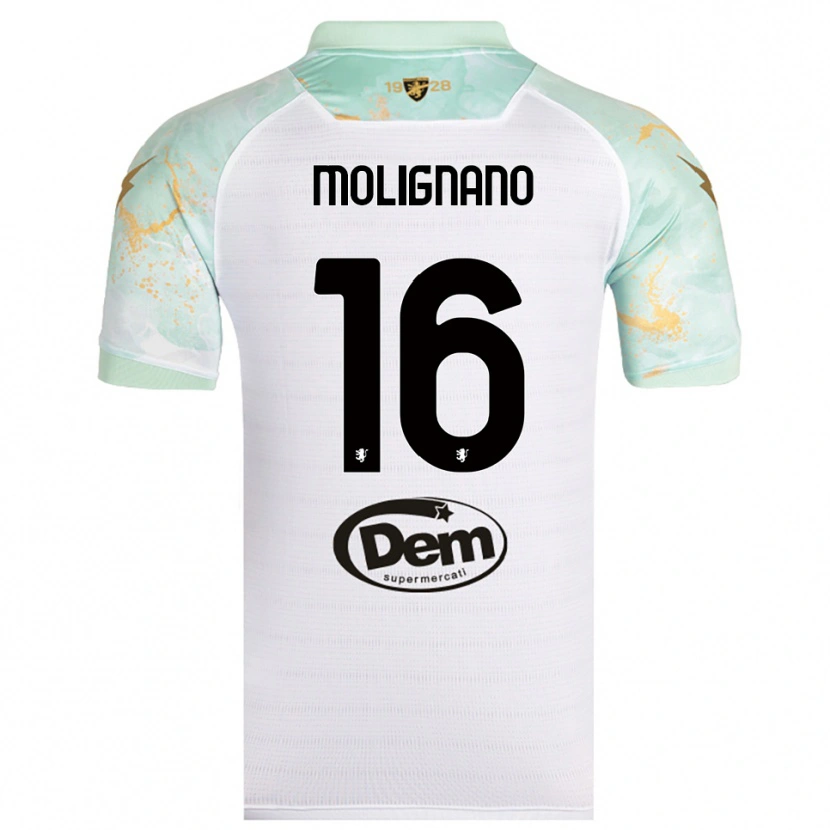 Danxen Uomo Maglia Gaetano Molignano #16 Bianco Nero Kit Gara Away 2025/26 Maglietta