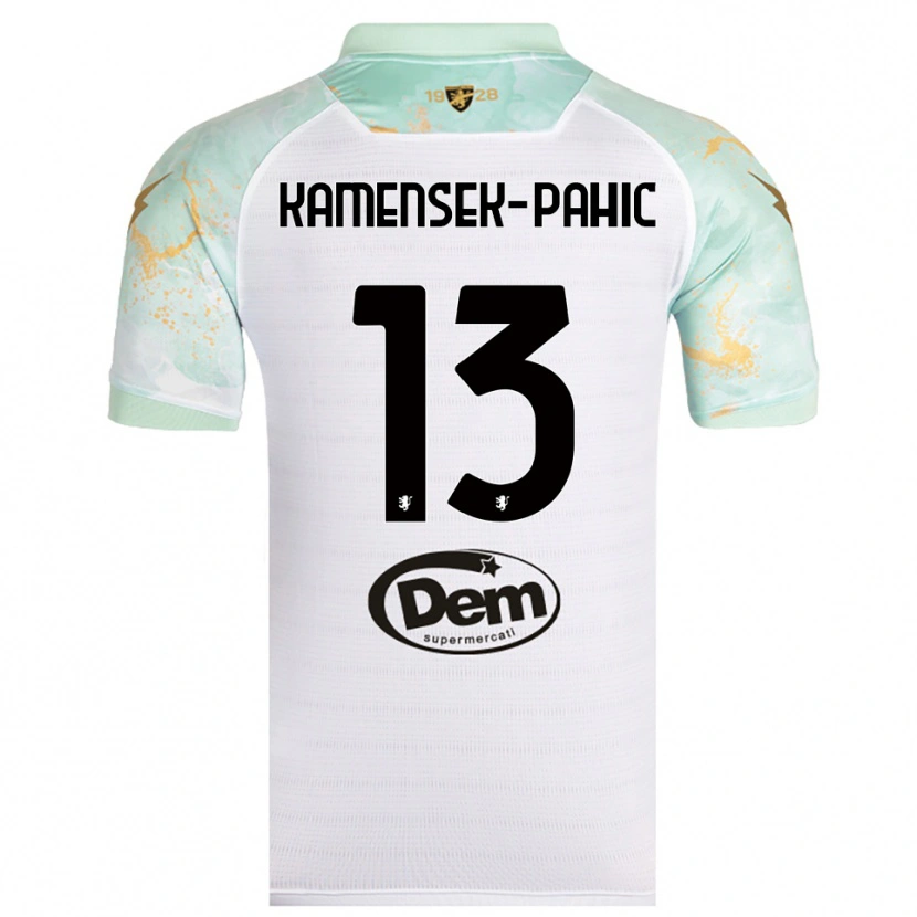 Danxen Uomo Maglia Matjaz Kamensek-Pahic #13 Bianco Nero Kit Gara Away 2025/26 Maglietta