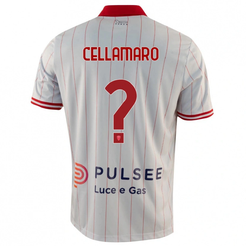 Danxen Uomo Maglia Simone Cellamaro #0 Bianco Rosso Blu Kit Gara Away 2025/26 Maglietta