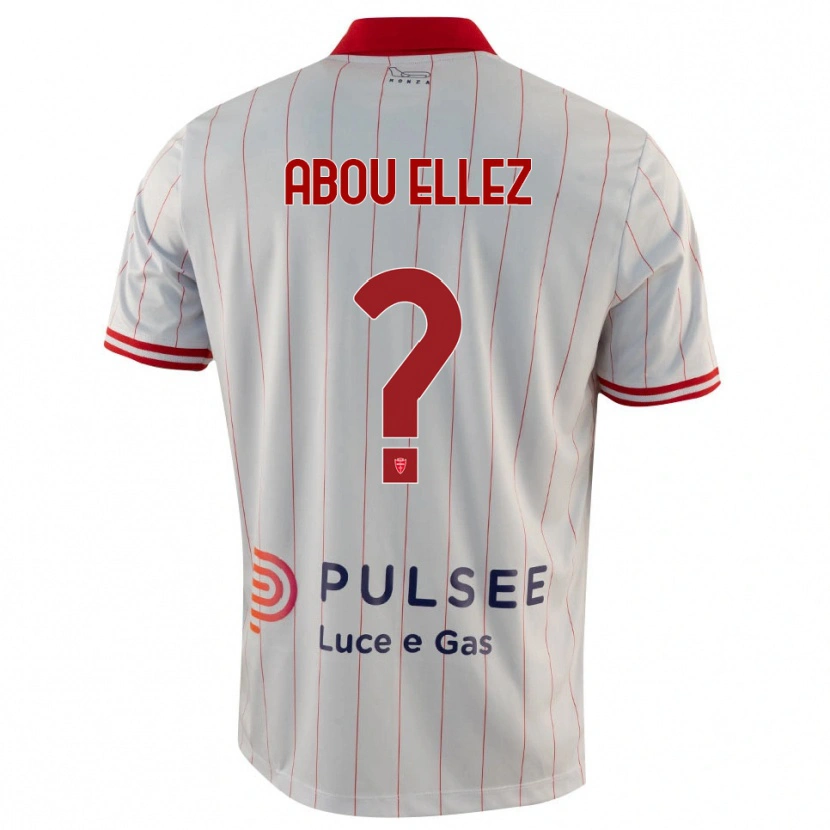 Danxen Uomo Maglia Amir Abou Ellez #0 Bianco Rosso Blu Kit Gara Away 2025/26 Maglietta