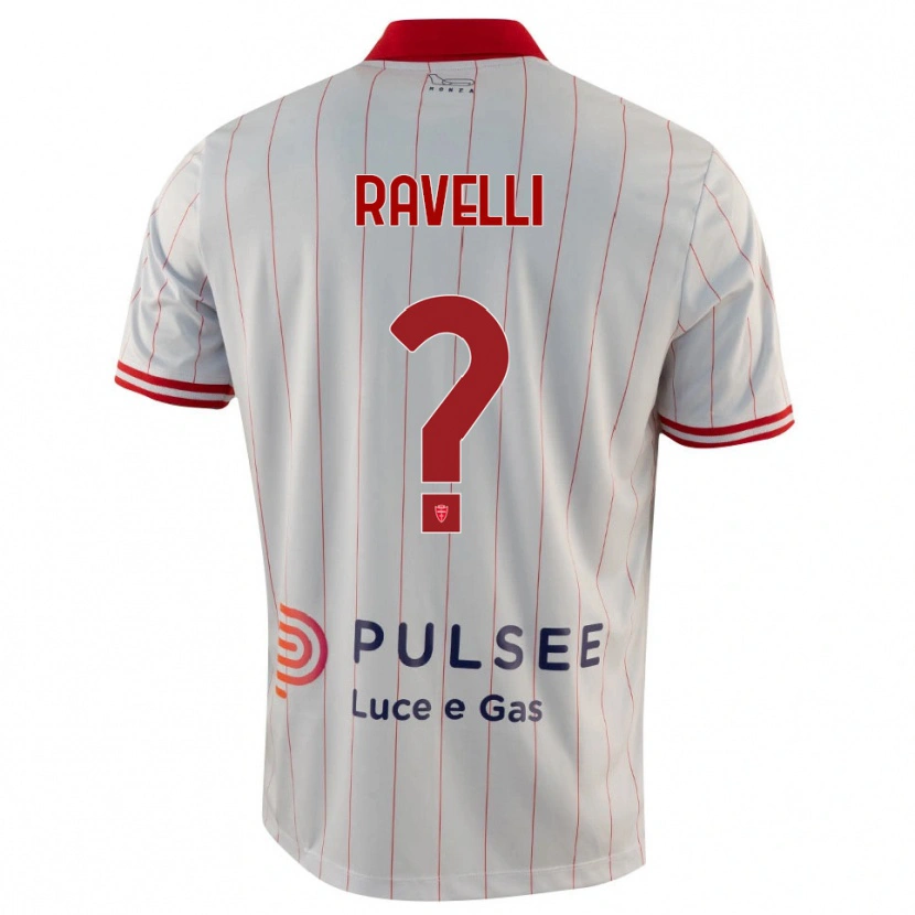Danxen Uomo Maglia Etienne Ravelli #0 Bianco Rosso Blu Kit Gara Away 2025/26 Maglietta