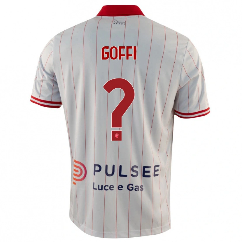 Danxen Uomo Maglia Tommaso Goffi #0 Bianco Rosso Blu Kit Gara Away 2025/26 Maglietta