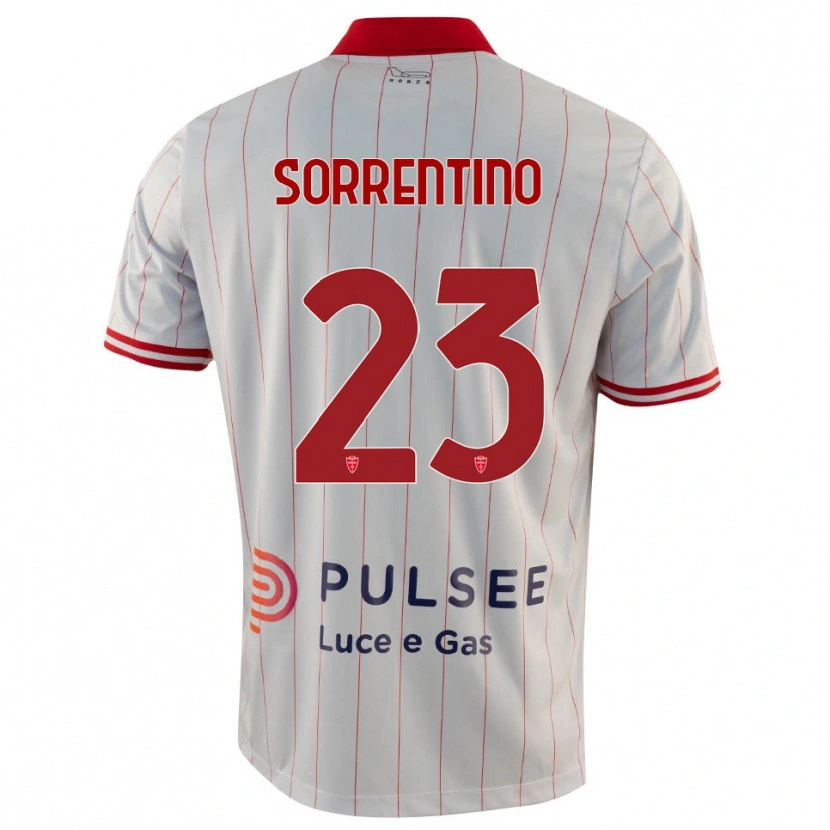 Danxen Uomo Maglia Alessandro Sorrentino #23 Bianco Rosso Blu Kit Gara Away 2025/26 Maglietta