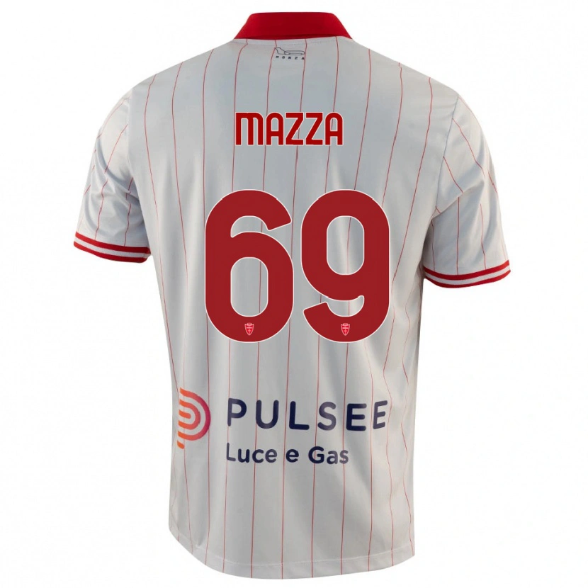 Danxen Uomo Maglia Andrea Mazza #69 Bianco Rosso Blu Kit Gara Away 2025/26 Maglietta