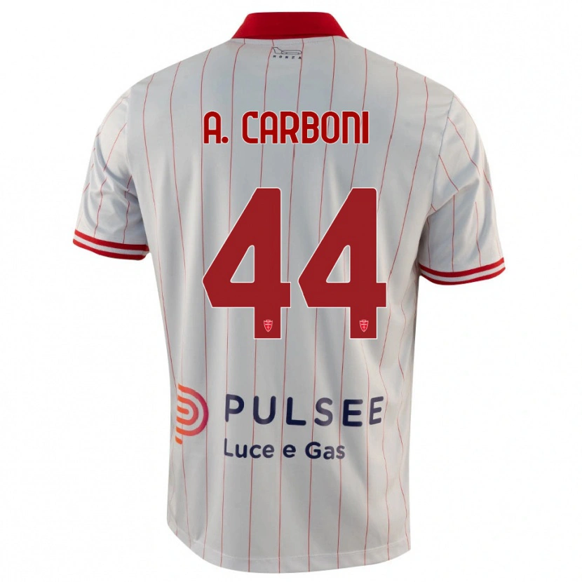 Danxen Uomo Maglia Andrea Carboni #44 Bianco Rosso Blu Kit Gara Away 2025/26 Maglietta