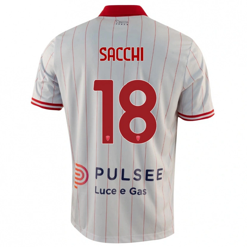 Danxen Uomo Maglia Riccardo Sacchi #18 Bianco Rosso Blu Kit Gara Away 2025/26 Maglietta