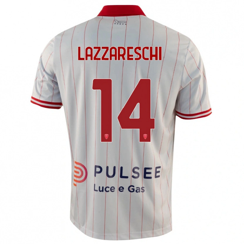 Danxen Uomo Maglia Andrea Lazzareschi #14 Bianco Rosso Blu Kit Gara Away 2025/26 Maglietta