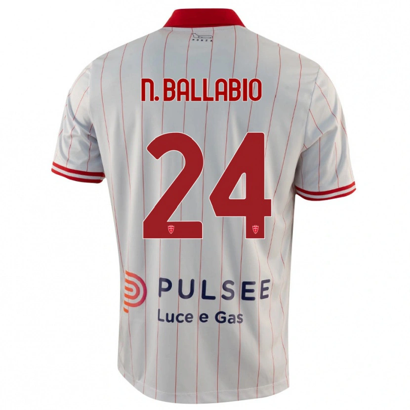 Danxen Uomo Maglia Nicolò Ballabio #24 Bianco Rosso Blu Kit Gara Away 2025/26 Maglietta