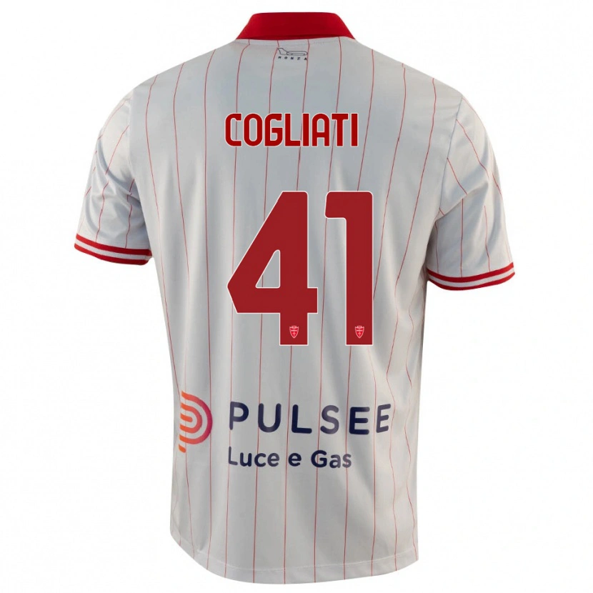 Danxen Uomo Maglia Andrea Cogliati #41 Bianco Rosso Blu Kit Gara Away 2025/26 Maglietta