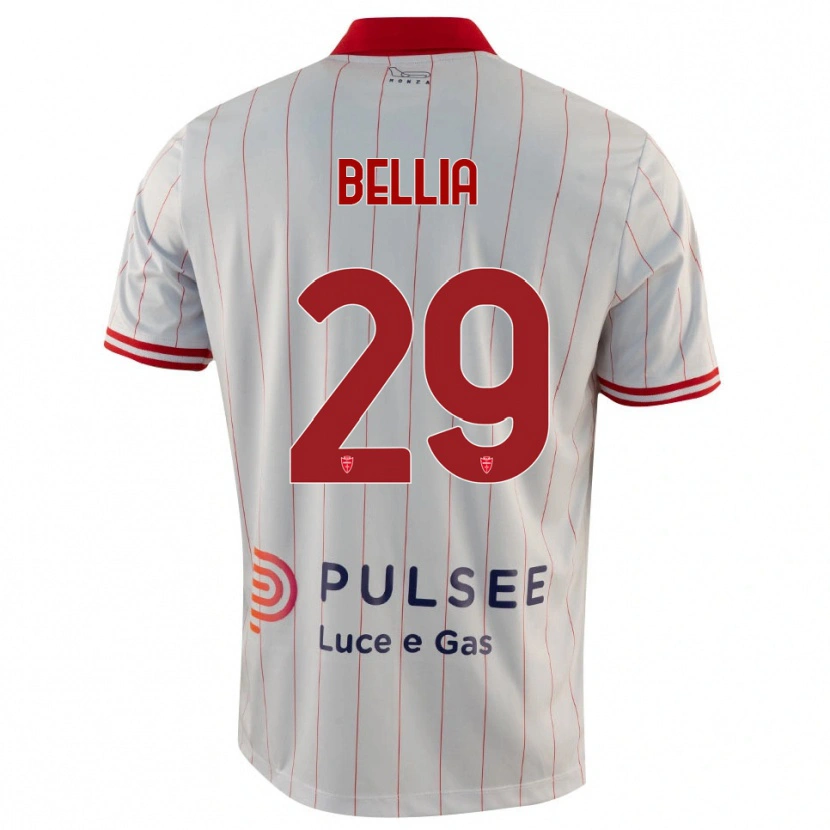 Danxen Uomo Maglia Edoardo Bellia #29 Bianco Rosso Blu Kit Gara Away 2025/26 Maglietta