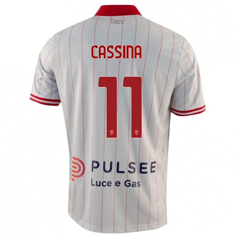 Danxen Uomo Maglia Tommaso Cassina #11 Bianco Rosso Blu Kit Gara Away 2025/26 Maglietta