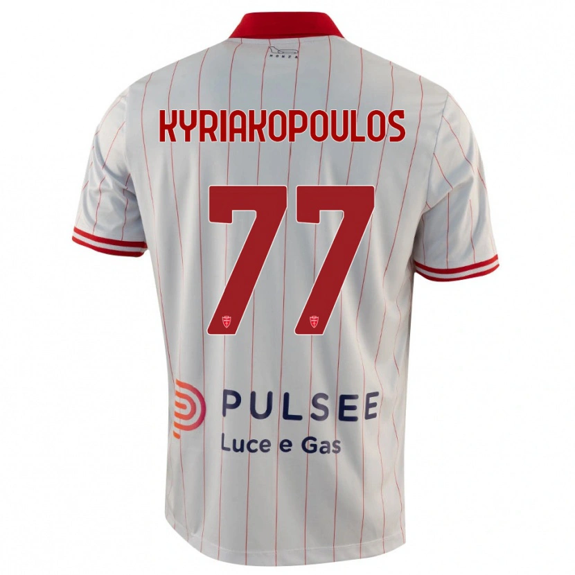 Danxen Uomo Maglia Georgios Kyriakopoulos #77 Bianco Rosso Blu Kit Gara Away 2025/26 Maglietta