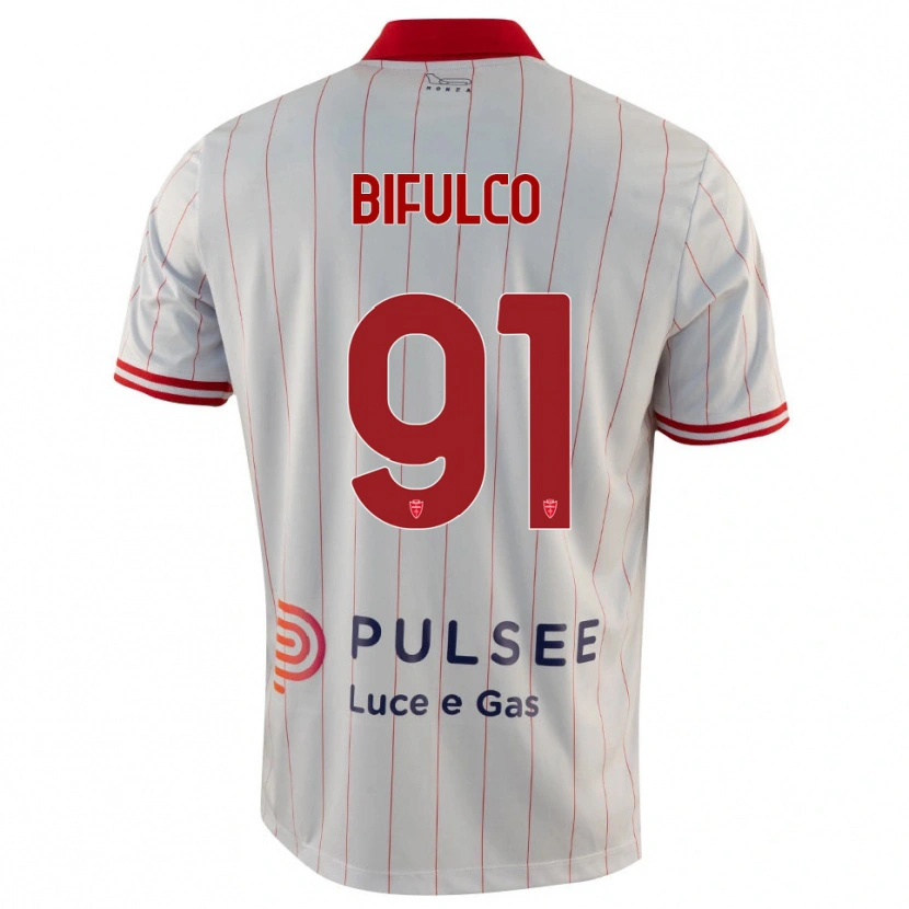 Danxen Uomo Maglia Davide Bifulco #91 Bianco Rosso Blu Kit Gara Away 2025/26 Maglietta