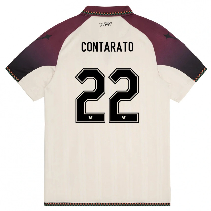 Danxen Uomo Maglia Ettore Contarato #22 Crema Borgogna Kit Gara Away 2025/26 Maglietta