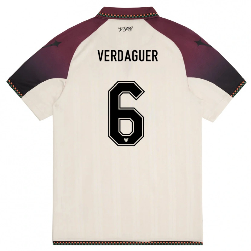 Danxen Uomo Maglia Judith Verdaguer #6 Crema Borgogna Kit Gara Away 2025/26 Maglietta