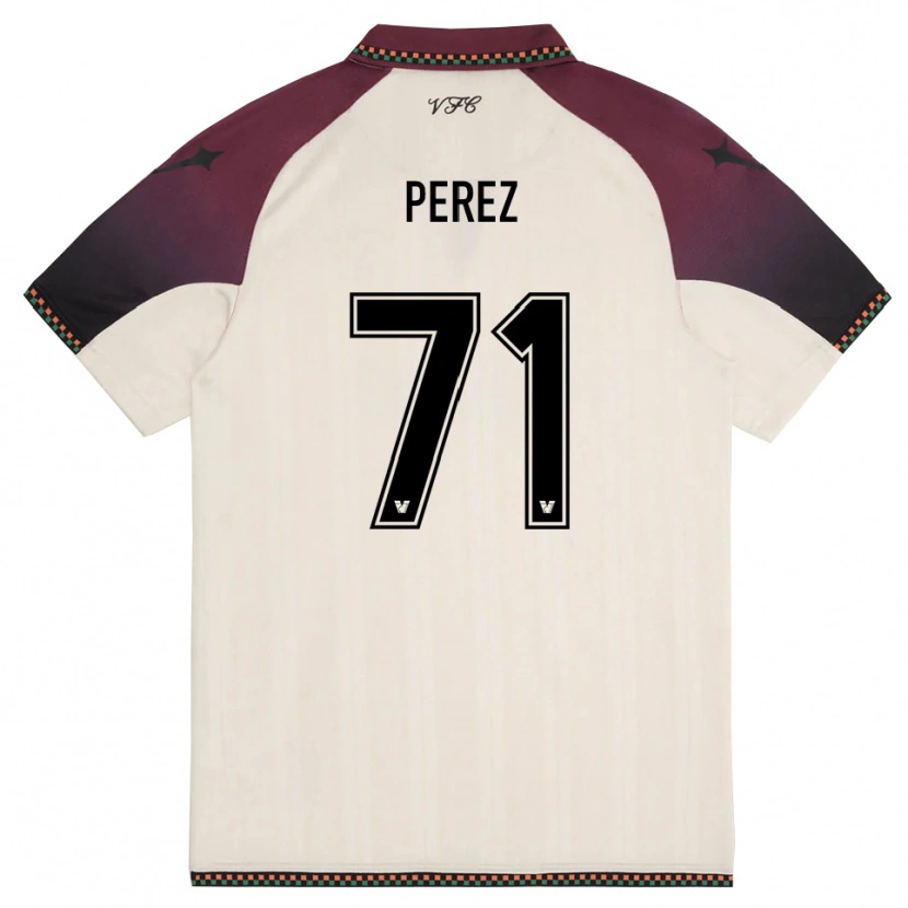 Danxen Uomo Maglia Kike Pérez #71 Crema Borgogna Kit Gara Away 2025/26 Maglietta