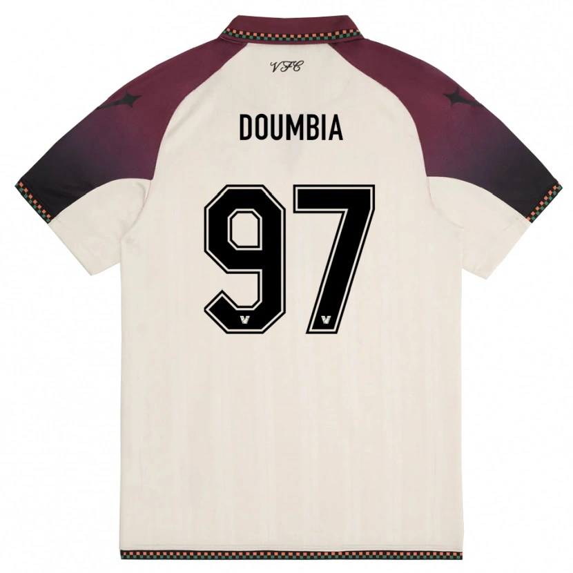 Danxen Uomo Maglia Issa Doumbia #97 Crema Borgogna Kit Gara Away 2025/26 Maglietta