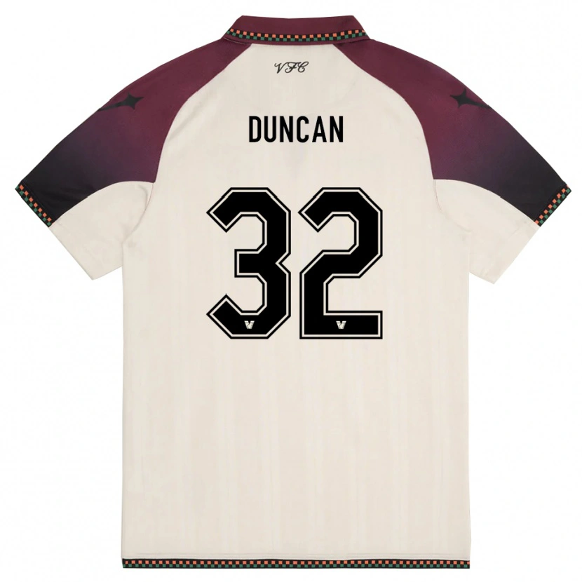 Danxen Uomo Maglia Alfred Duncan #32 Crema Borgogna Kit Gara Away 2025/26 Maglietta