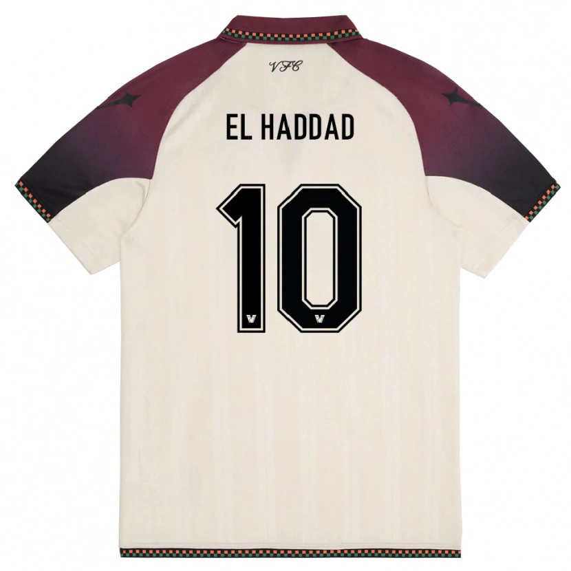 Danxen Uomo Maglia Saad El Haddad #10 Crema Borgogna Kit Gara Away 2025/26 Maglietta