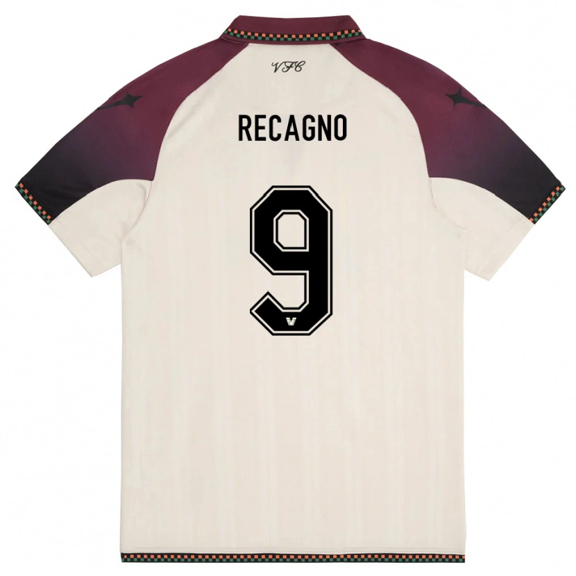 Danxen Uomo Maglia Francesco Recagno #9 Crema Borgogna Kit Gara Away 2025/26 Maglietta