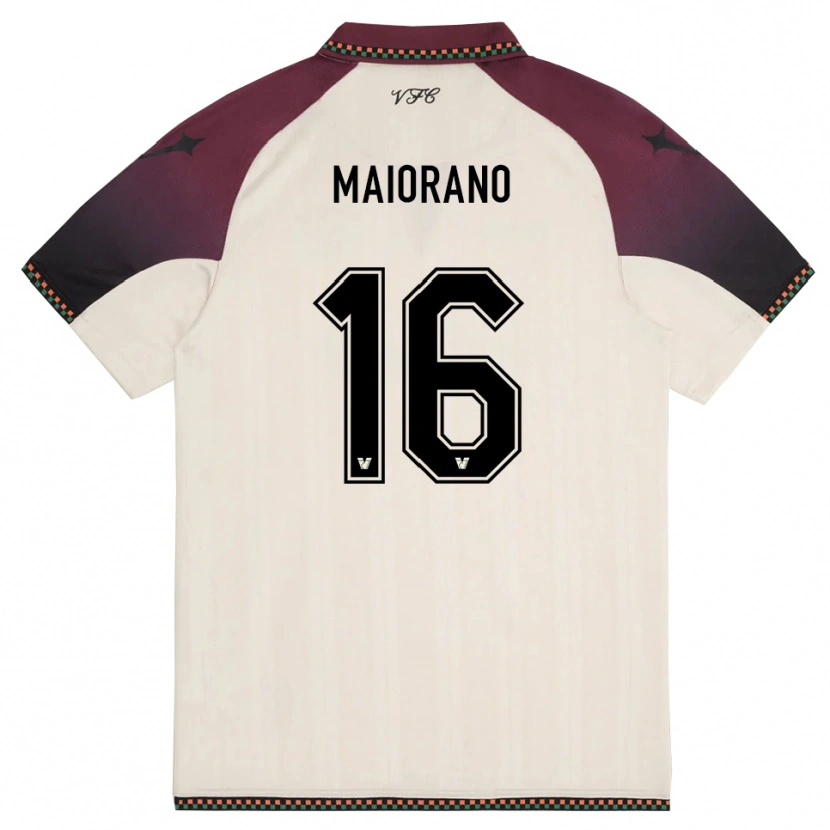 Danxen Uomo Maglia Francesco Maiorano #16 Crema Borgogna Kit Gara Away 2025/26 Maglietta