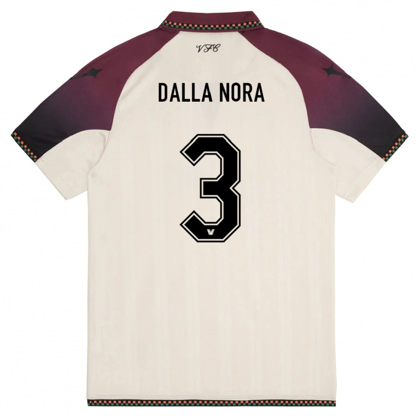 Danxen Uomo Maglia Edoardo Dalla Nora #3 Crema Borgogna Kit Gara Away 2025/26 Maglietta