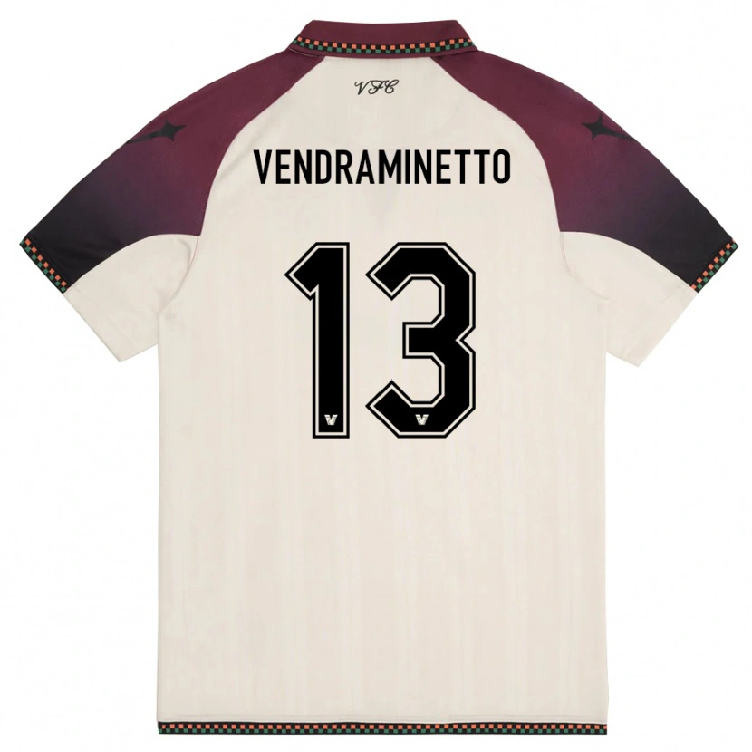 Danxen Uomo Maglia Andrea Vendraminetto #13 Crema Borgogna Kit Gara Away 2025/26 Maglietta