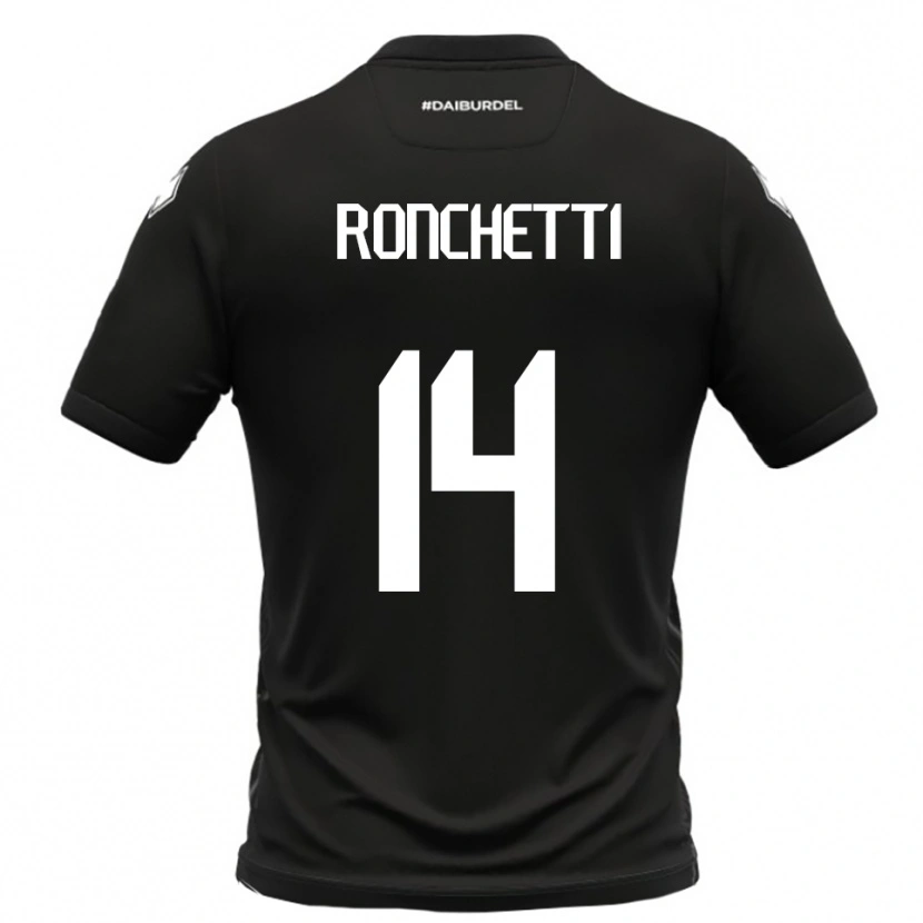 Danxen Uomo Maglia Filippo Ronchetti #14 Nero Bianco Kit Gara Away 2025/26 Maglietta