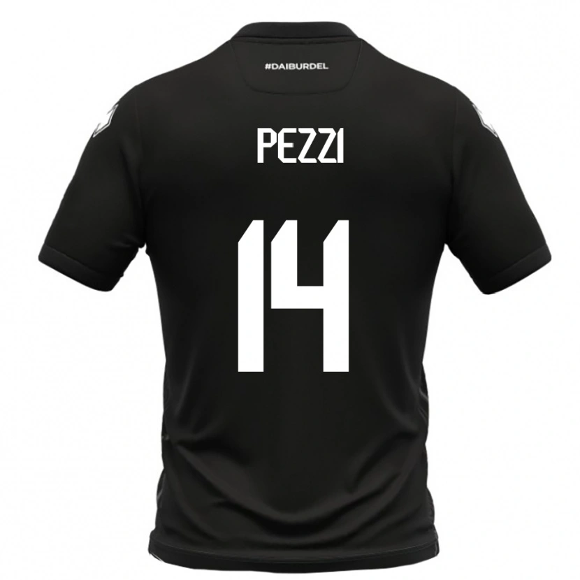 Danxen Uomo Maglia Alessandro Pezzi #14 Nero Bianco Kit Gara Away 2025/26 Maglietta