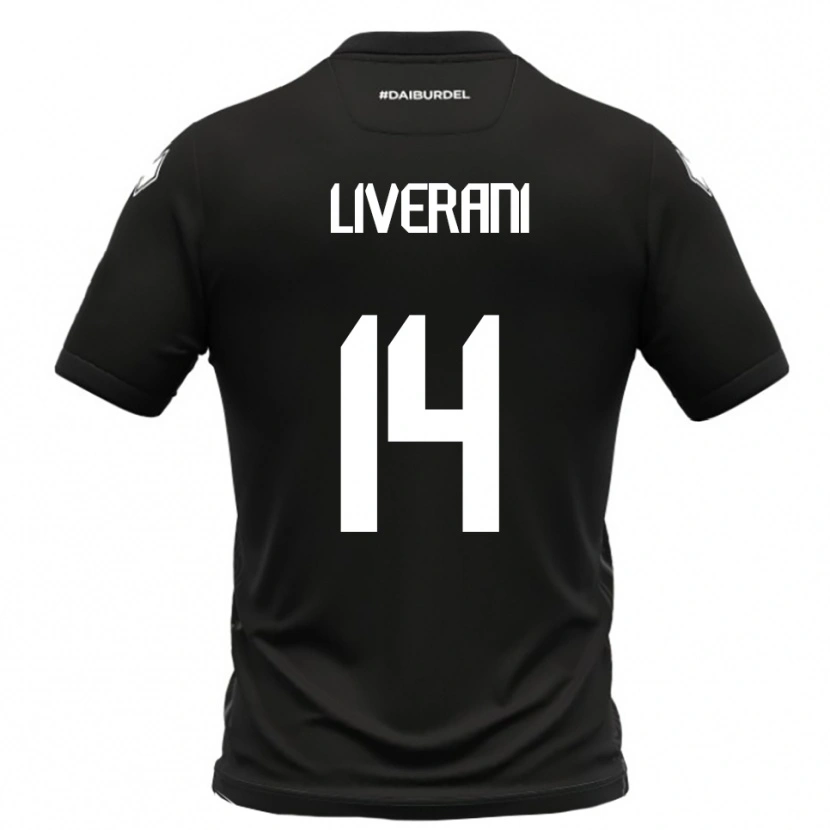 Danxen Uomo Maglia Vittorio Liverani #14 Nero Bianco Kit Gara Away 2025/26 Maglietta