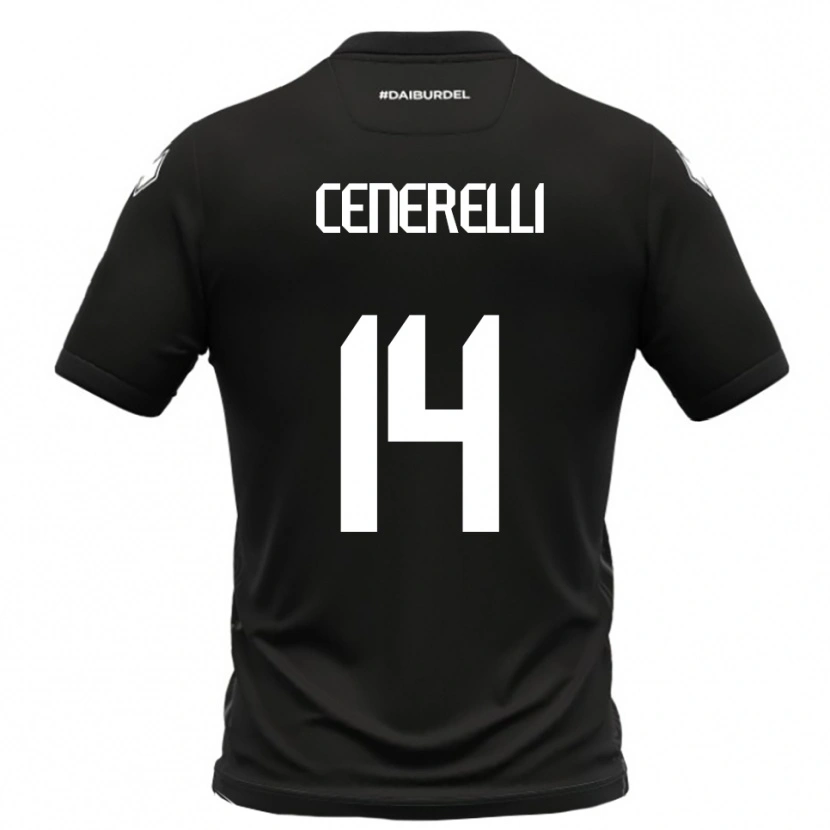 Danxen Uomo Maglia Alessandro Cenerelli #14 Nero Bianco Kit Gara Away 2025/26 Maglietta