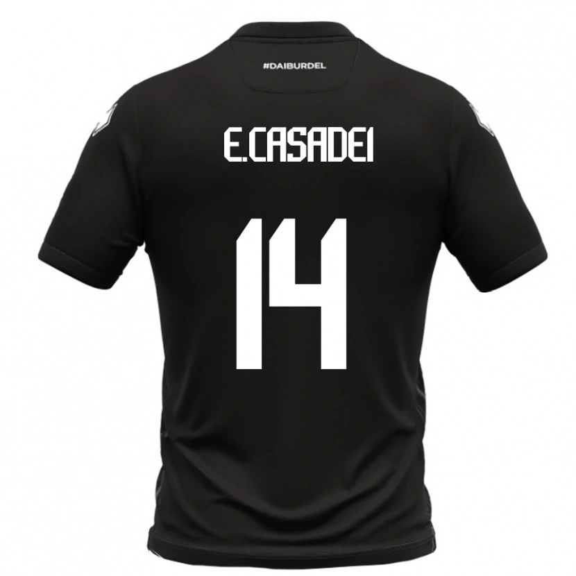 Danxen Uomo Maglia Enea Casadei #14 Nero Bianco Kit Gara Away 2025/26 Maglietta