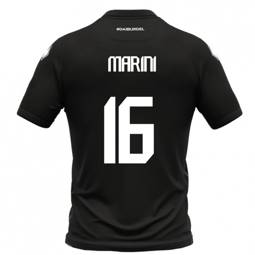 Danxen Uomo Maglia David Marini #16 Nero Bianco Kit Gara Away 2025/26 Maglietta