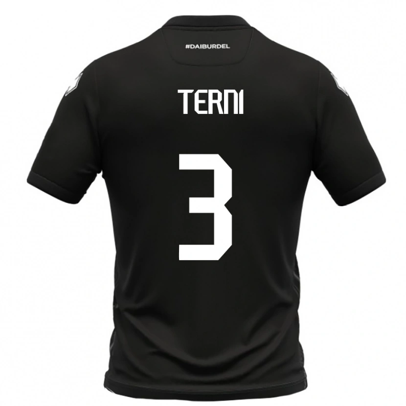 Danxen Uomo Maglia Filippo Terni #3 Nero Bianco Kit Gara Away 2025/26 Maglietta