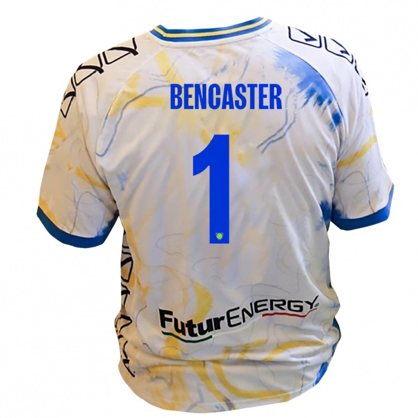 Danxen Uomo Maglia Mattia Bencaster #1 Bianco Giallo Blu Kit Gara Away 2025/26 Maglietta