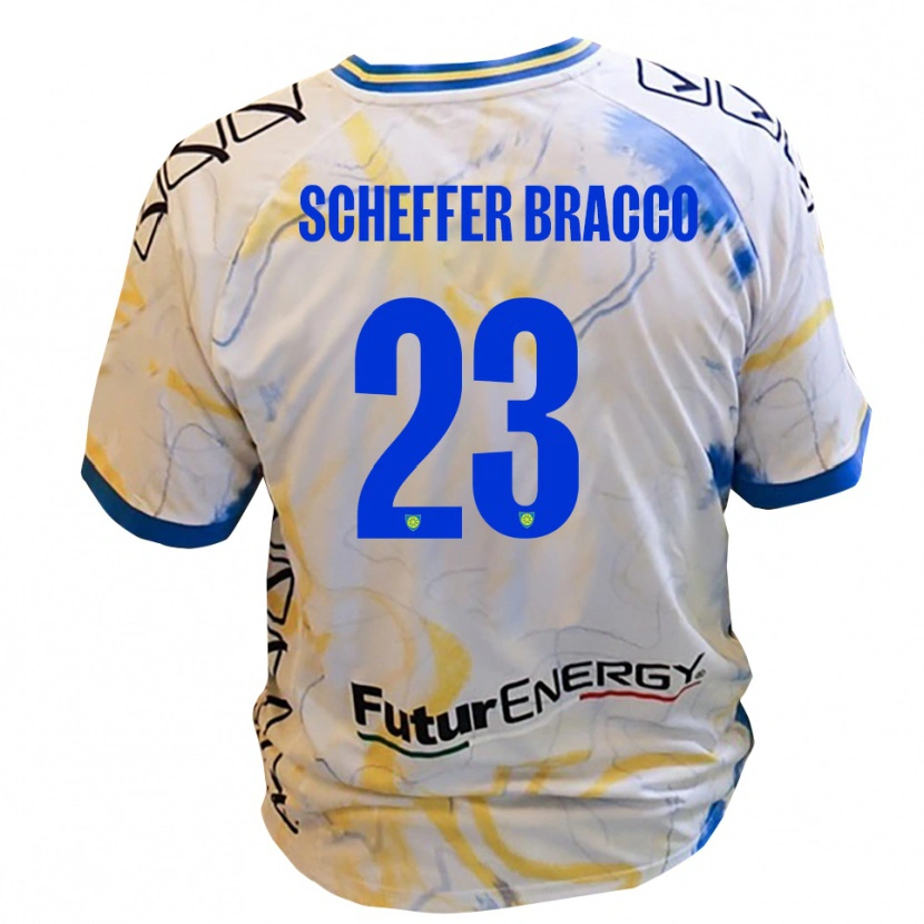 Danxen Uomo Maglia Mateo Scheffer Bracco #23 Bianco Giallo Blu Kit Gara Away 2025/26 Maglietta