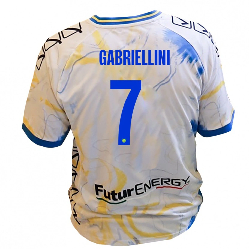 Danxen Uomo Maglia Emanuele Gabriellini #7 Bianco Giallo Blu Kit Gara Away 2025/26 Maglietta