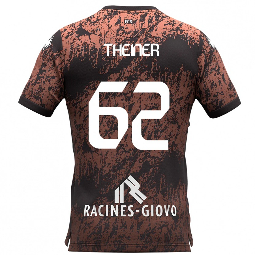 Danxen Uomo Maglia Daniel Theiner #62 Marrone Nero Kit Gara Away 2025/26 Maglietta
