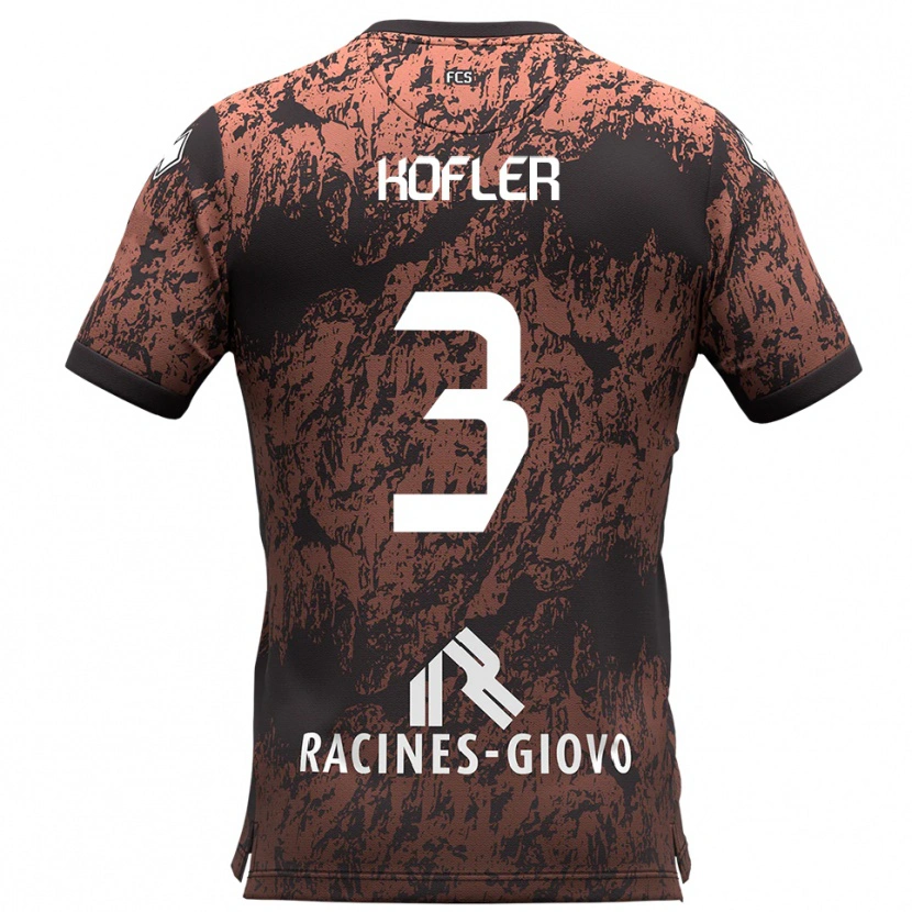 Danxen Uomo Maglia Michael Kofler #3 Marrone Nero Kit Gara Away 2025/26 Maglietta