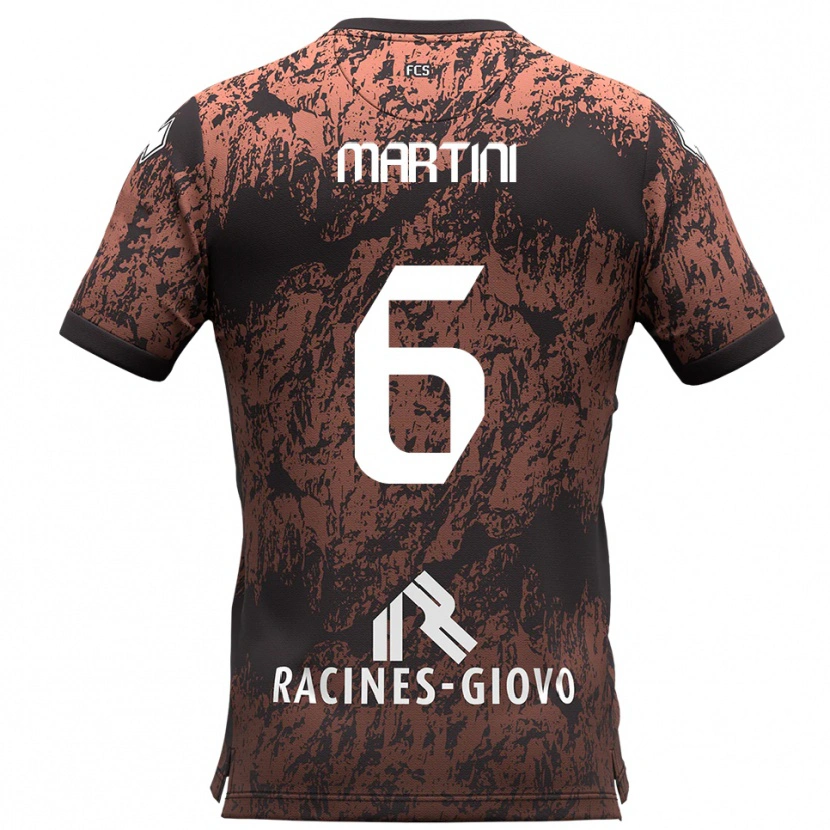 Danxen Uomo Maglia Jacopo Martini #6 Marrone Nero Kit Gara Away 2025/26 Maglietta